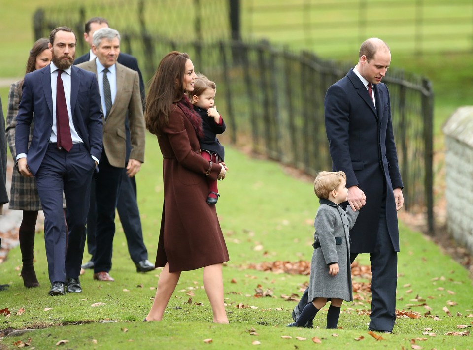 James seen with Prince William and Princess Kate on Christmas day in 2016