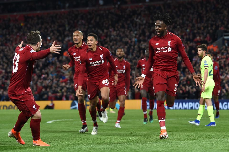 Origi netted in an epic 4-0 win over Barcelona in 2019