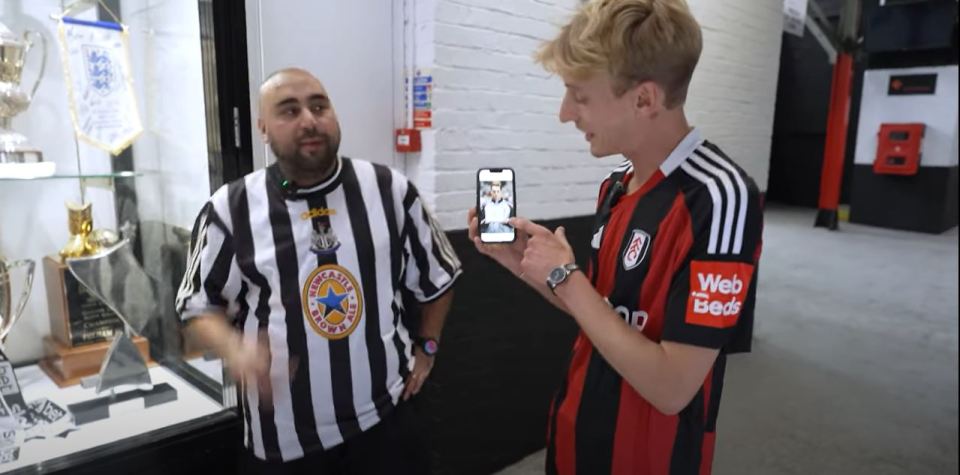 Fulham fan Charlie Cooper gave Newcastle-supporting pal Asim Chaudhry a tour of Craven Cottage