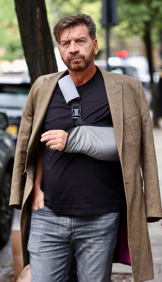 Nick Knowles will find out if he can dance on after injuring his left arm while changing a tyre