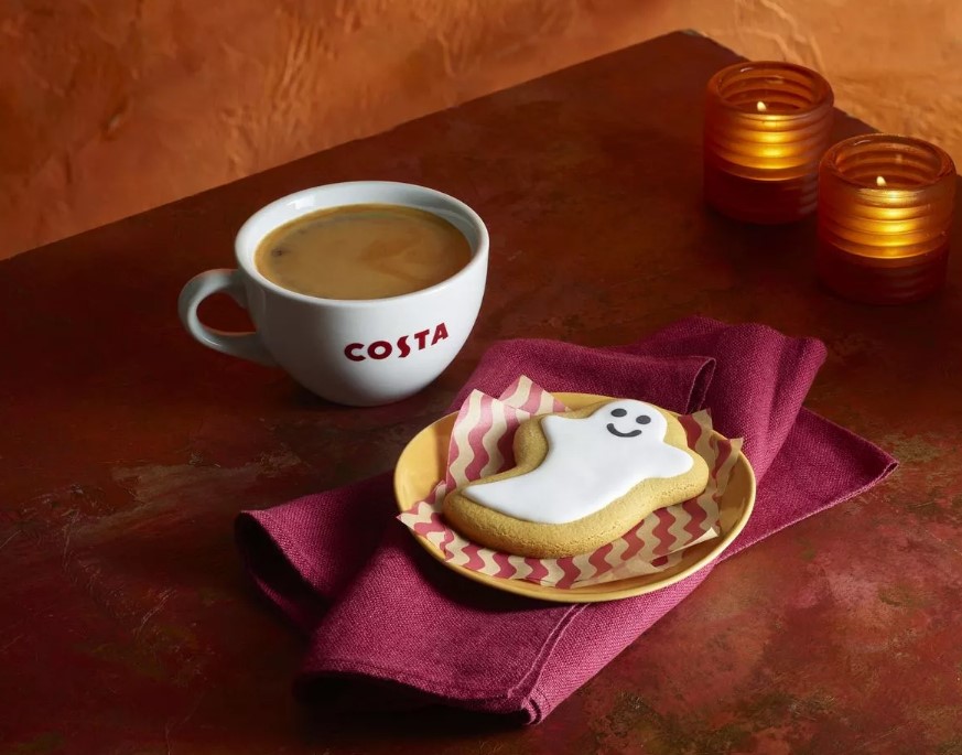 In time for Halloween, Costa has also introduced a new Iced Ghost Gingerbread biscuit