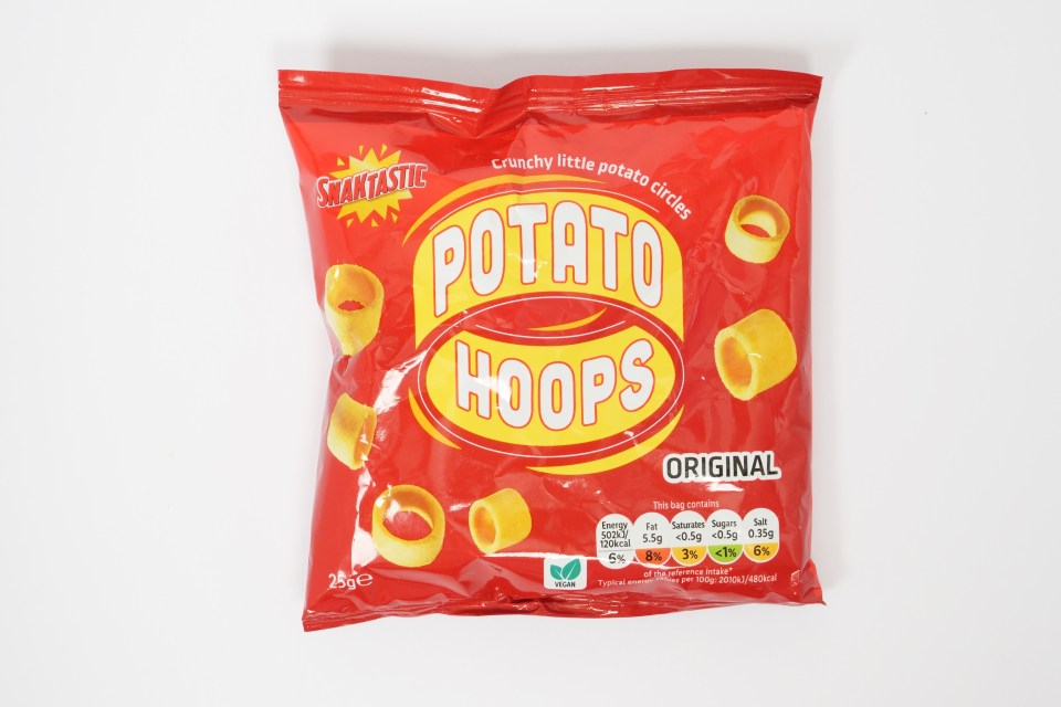 a bag of potato hoops that are crunchy little potato circles