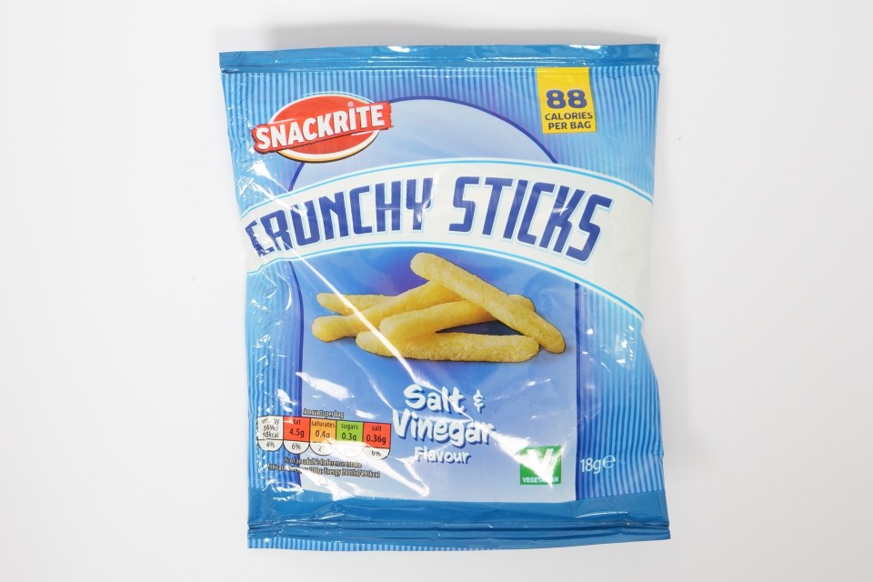 a bag of snackrite crunchy sticks salt vinegar