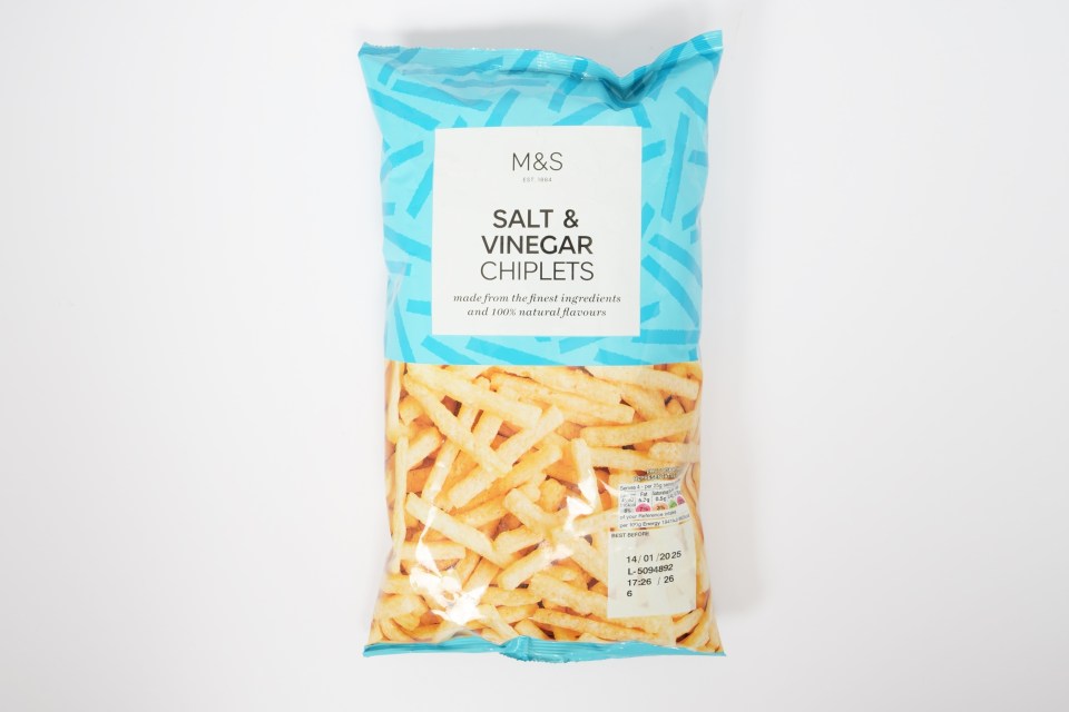 a bag of salt and vinegar chips from m & s