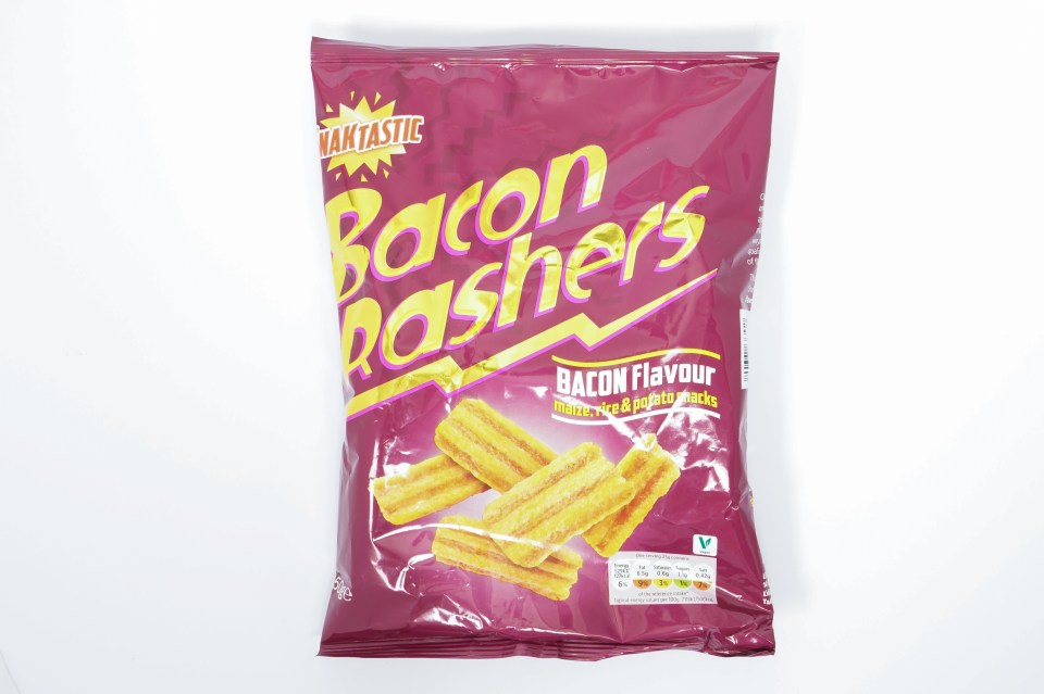 a bag of fantastic bacon hashers bacon flavour