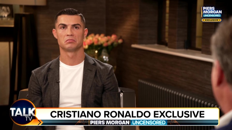 cristiano ronaldo is being interviewed by piers morgan