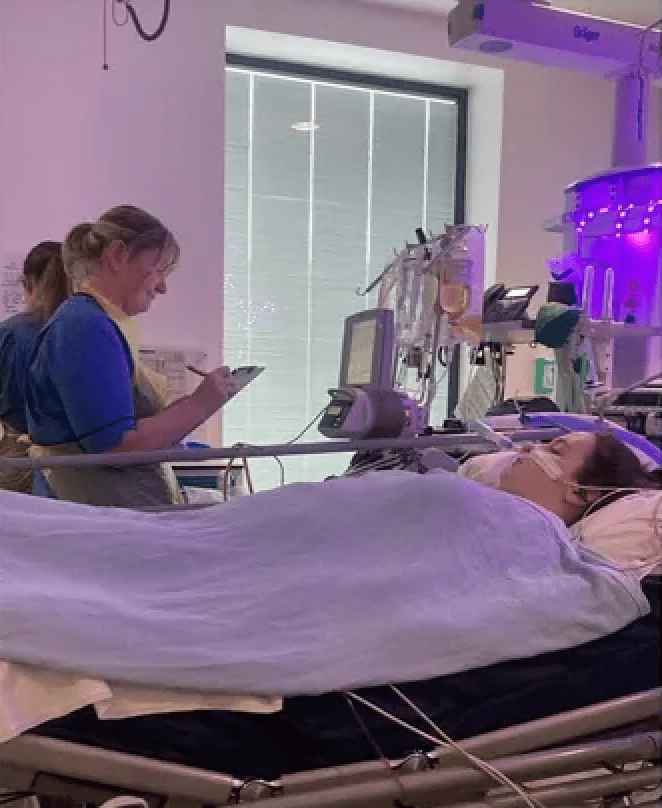 The schoolgirl receiving treatment in hospital