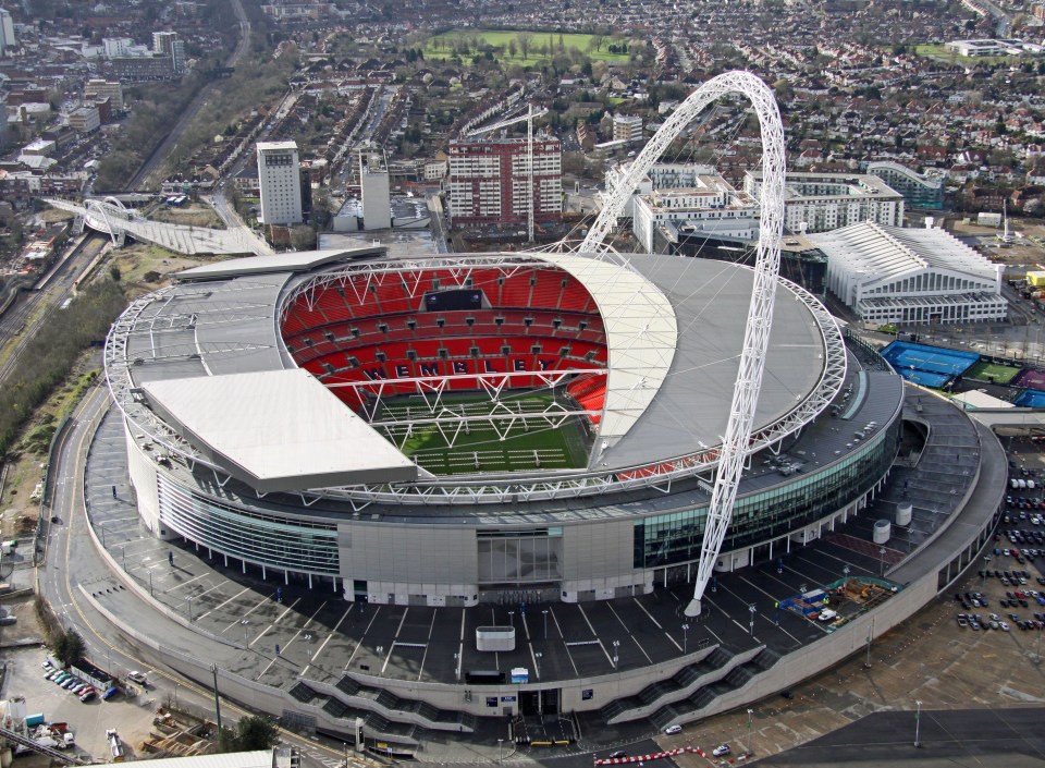 an aerial view of the wembley stadium in london