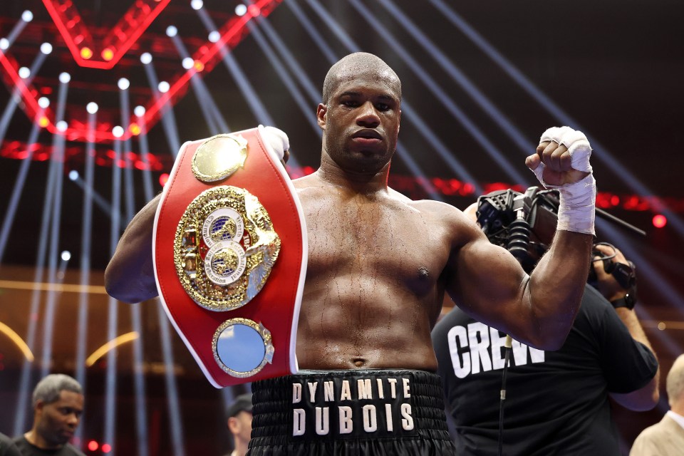 a boxer with dynamite dubois written on his shorts