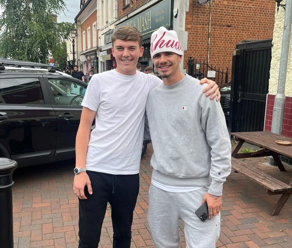 Romeo Beckham smiled for photos with fans