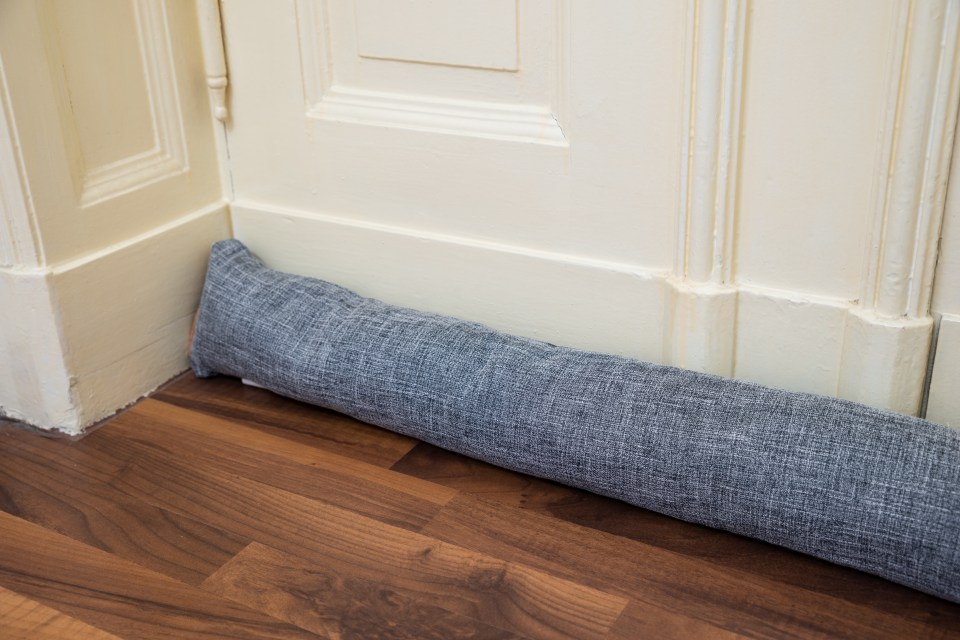 a door stopper on a wooden floor next to a door