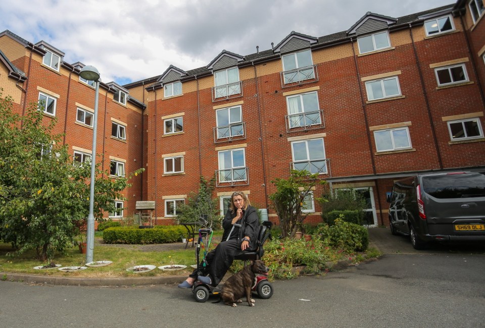 Jackie outside the Blue Ribbon assisted living complex