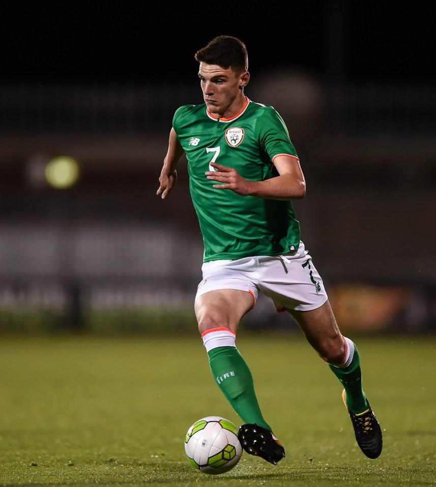 Rice played three times for Ireland