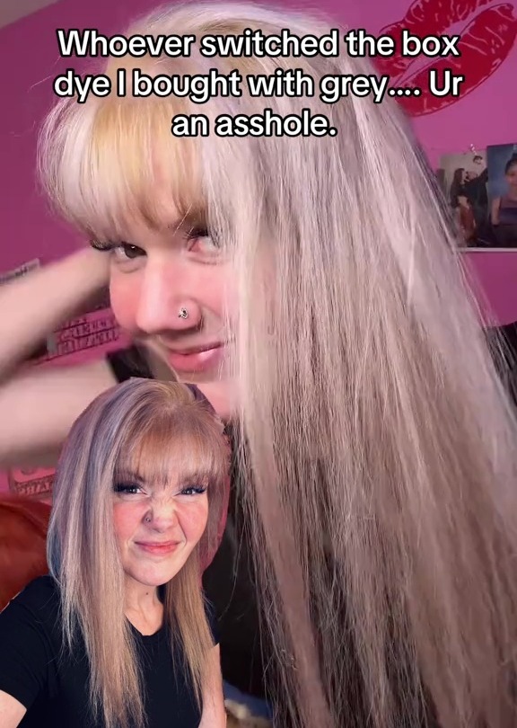 She ended up with GREY hair thanks to the prank