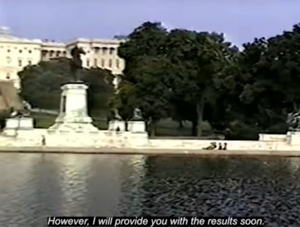 The footage pans over the Potomac river in DC