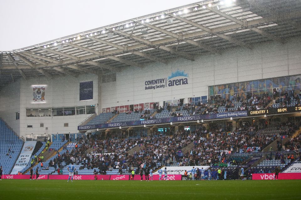 The Championship game between Coventry and Swansea was suspended due to heavy rain