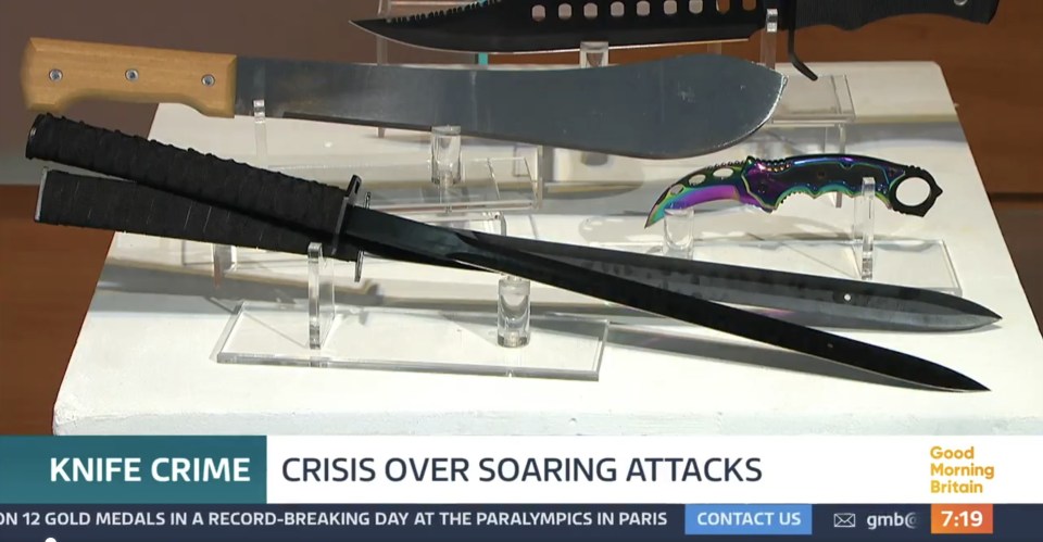 A selection of the swords in question were wheeled into the ITV studio