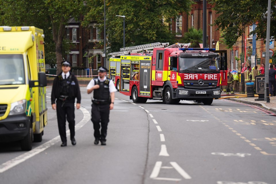 The emergency services sealed off the nearby roads to deal with the fire