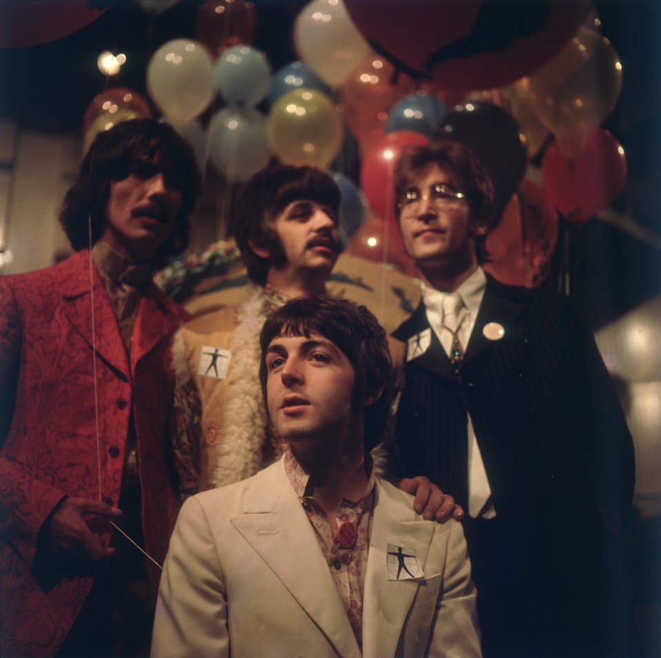 The Beatles, with Paul McCartney, centre, bottom, at Abbey Road Studios preparing for the ‘Our World’ live television broadcast in June 1967