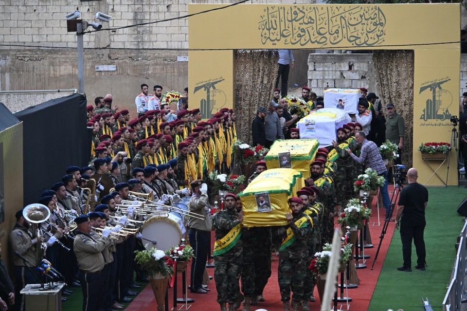 The funeral held for four people killed in Lebanon when pagers used by Hezbollah members were detonated