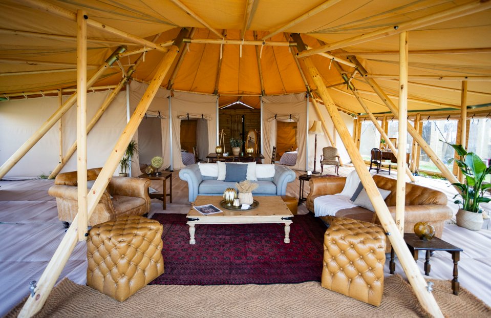 The Pop-Up Hotel's Tipi Tenthouse Suite has a huge living room spaec