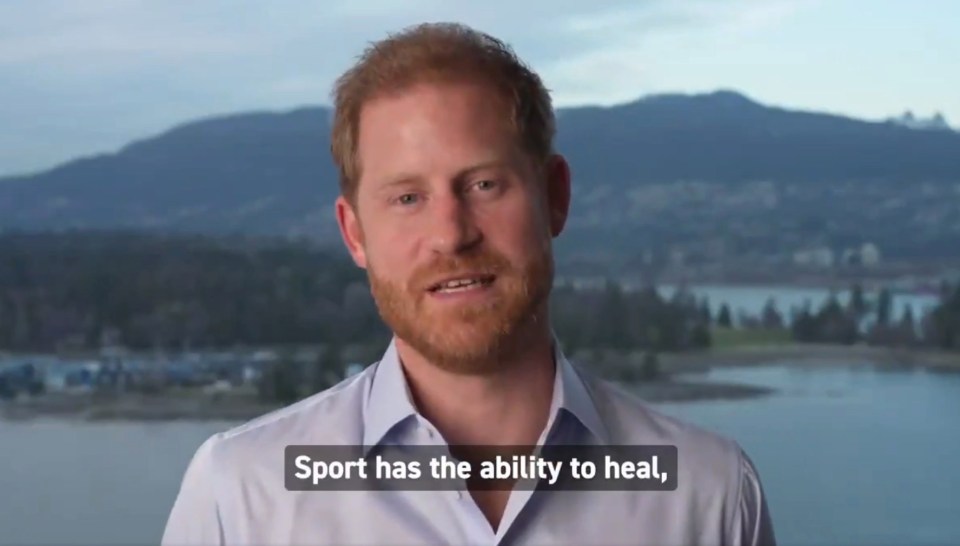 Harry said 'sport has the ability to heal' in the clip