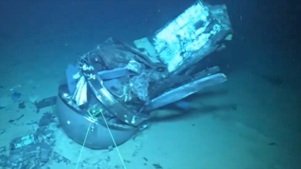 The crumpled wreck was found on the ocean floor