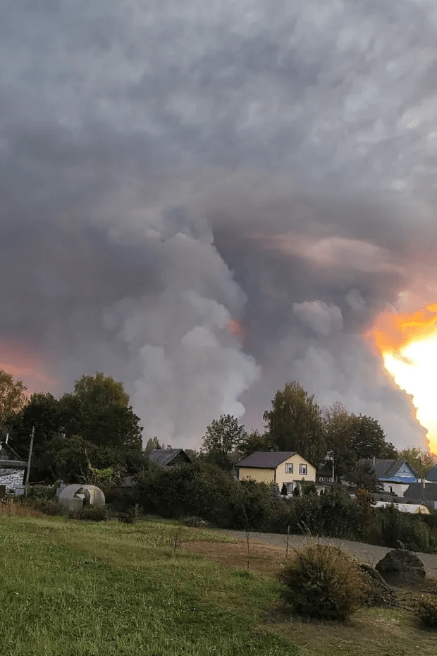 Black smoke filled the sky in the area - sparking mass evacuations