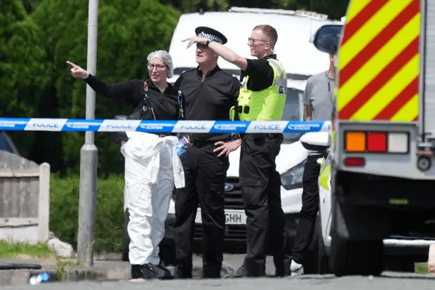 Cops put up a cordon following the incident