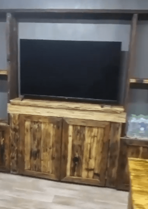 A huge TV can be seen inside the Putin commander's bunker