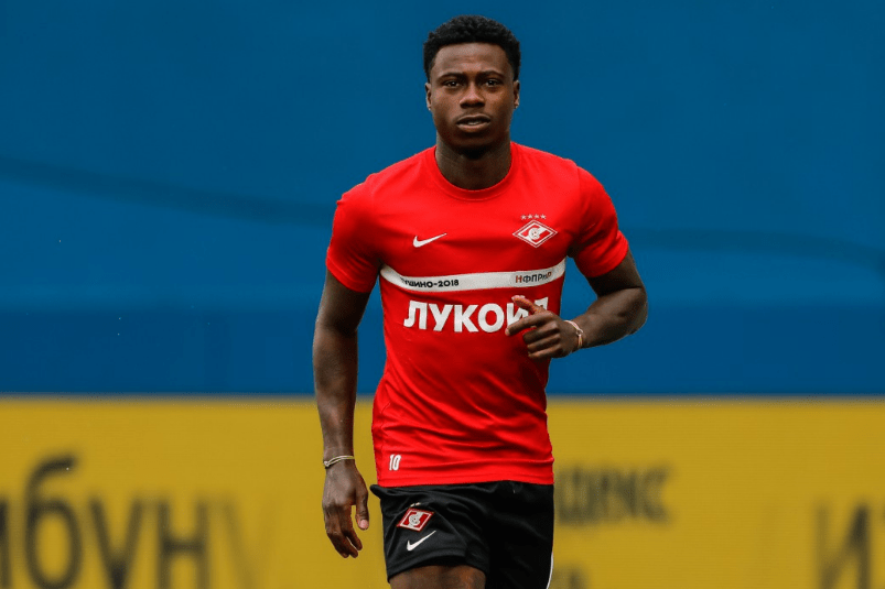 Quincy Promes of Spartak Moscow in action during a training session