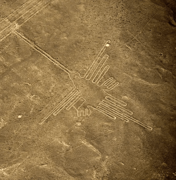 A picture of one of the Nazca figures appears to show a bird