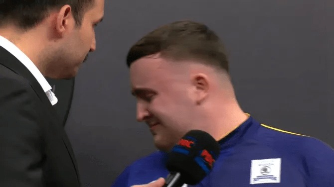 The teen star broke down in tears during his post-match interview