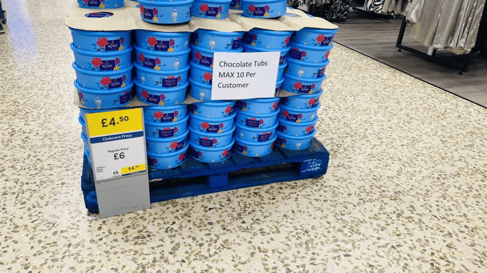 Tesco is limited shoppers to 10 tubs of Roses at one of its branches