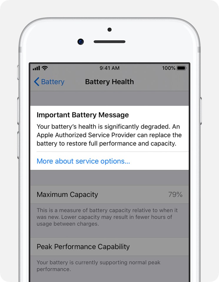 If your iPhone battery is particularly degraded then you may see a warning message in settings