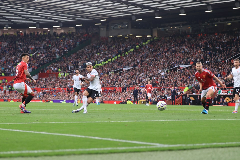 Luis Diaz was reed after Casemiro's tumble and slotted Liverpool 2-0 up