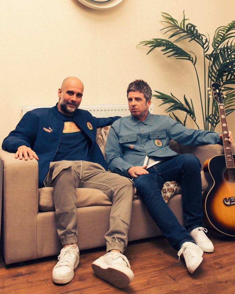 Guardiola and Gallagher posed wearing the new clothing collection