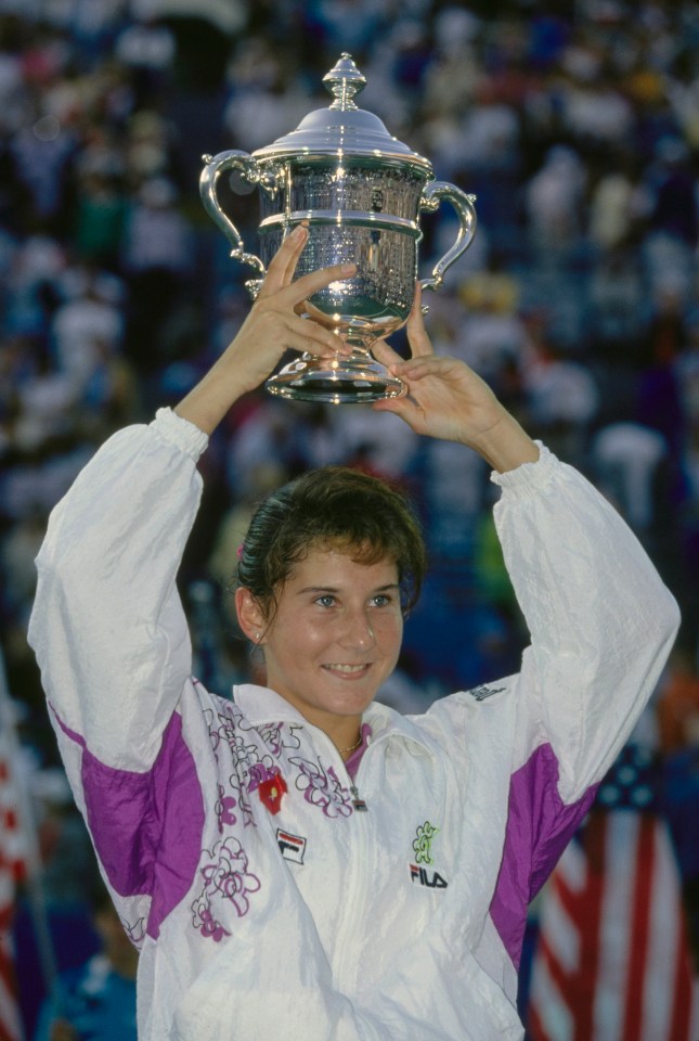 Seles celebrated her second and final US Open triumph in 1992