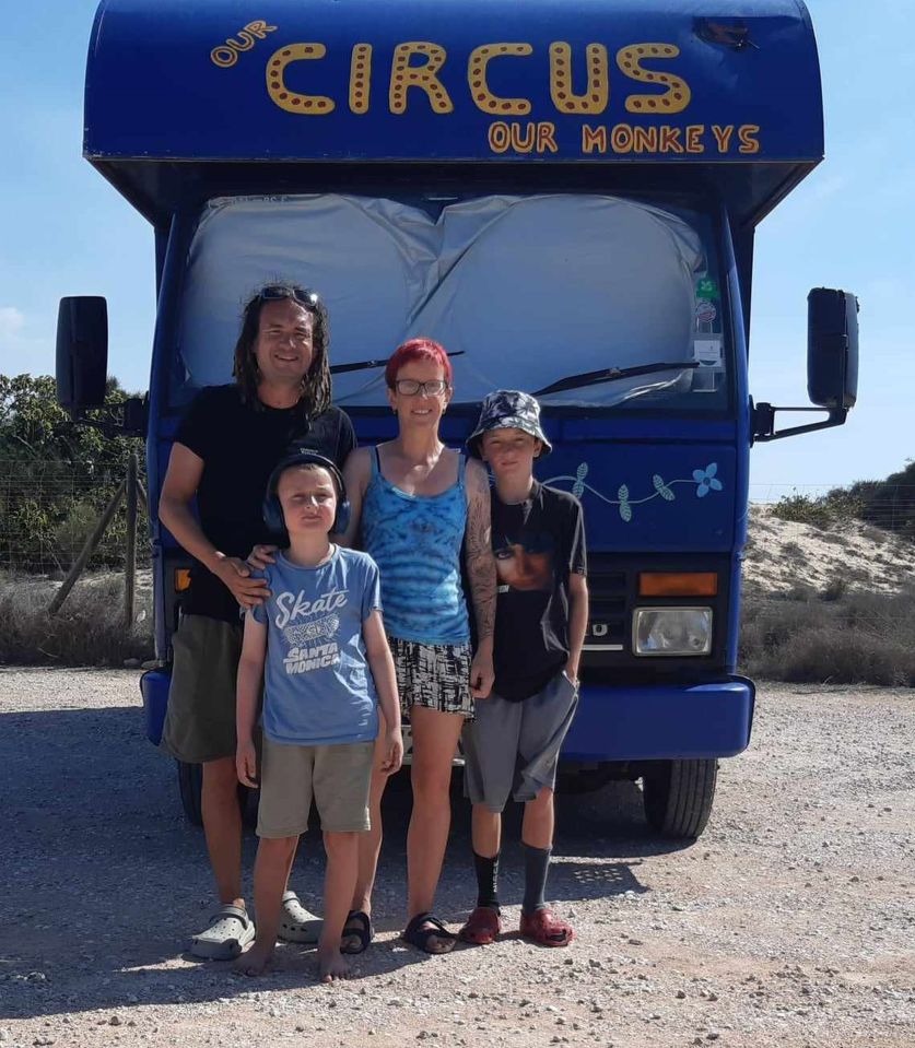 Danny and Angie Burkey with their kids Fox, nine, and Phoenix, 12