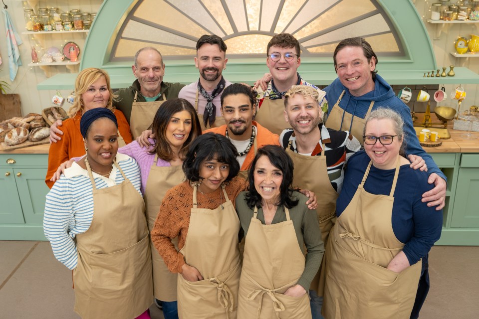 John with his fellow contestants on the latest series of Great British Bake Off