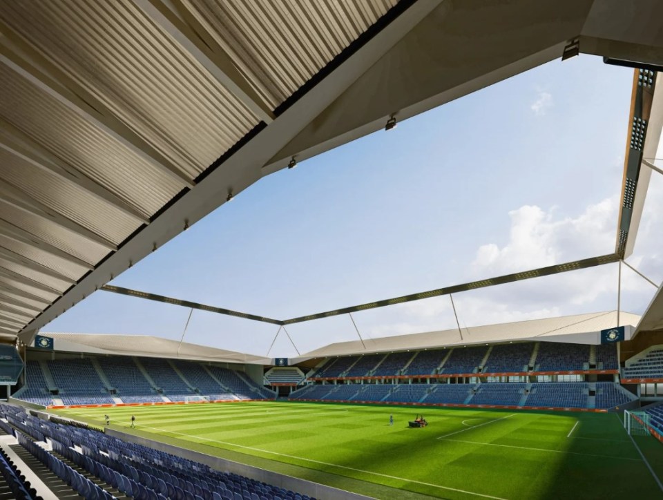 All four stands are separate with hospitality boxes in the corners