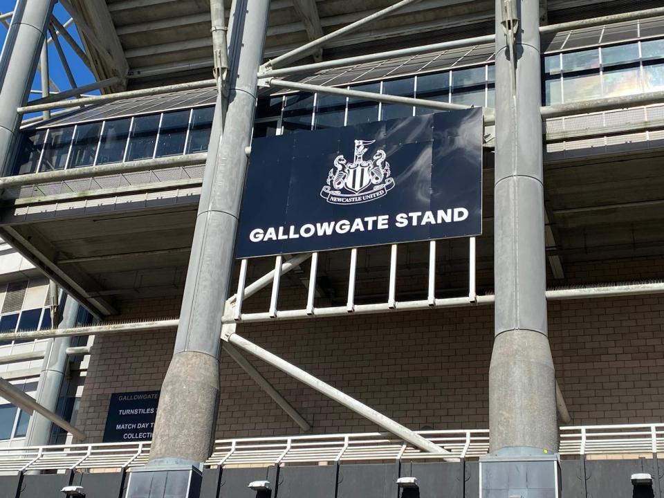 Newcastle's Gallowgate Stand has been given some fresh signs