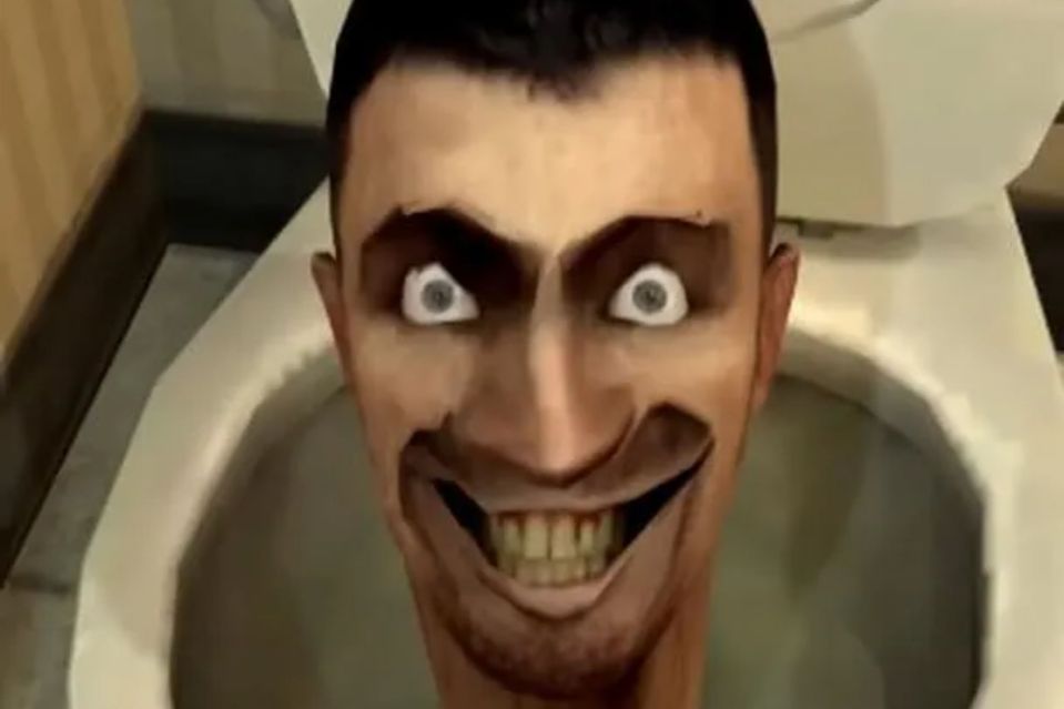 The meme depicts a CGI head emerging from a toilet