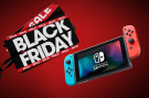 a nintendo switch sits next to a black friday sale sign