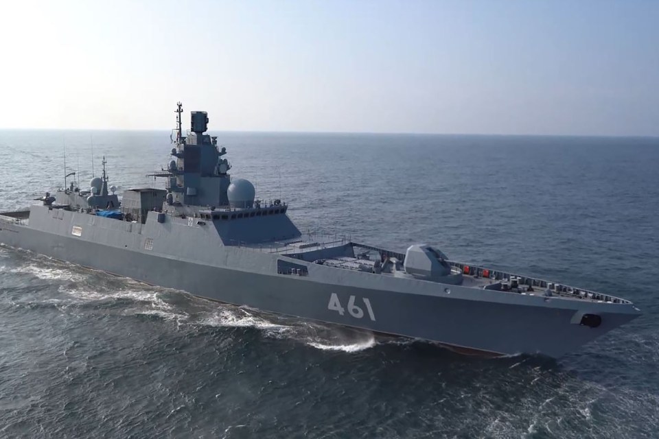 A Russian naval ship partakes in Putin's war games