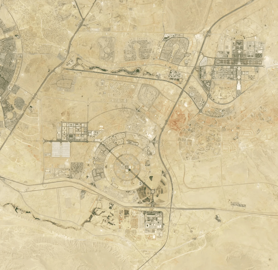 Satellite pictures taken by NASA's Operational Land Imager show the construction of the new city in 2024