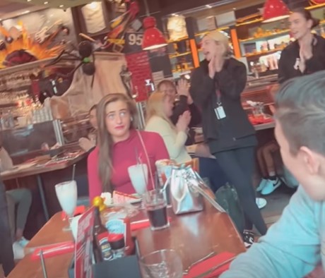 Venezuela looked entirely unimpressed as the staff in TGI Fridays sang happy birthday to her