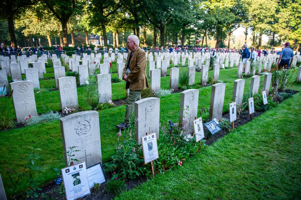 Visitors  at the Arnhem Oosterbeek War Cemetery during the commemorations for the 80th anniversary of Operation Market Garden