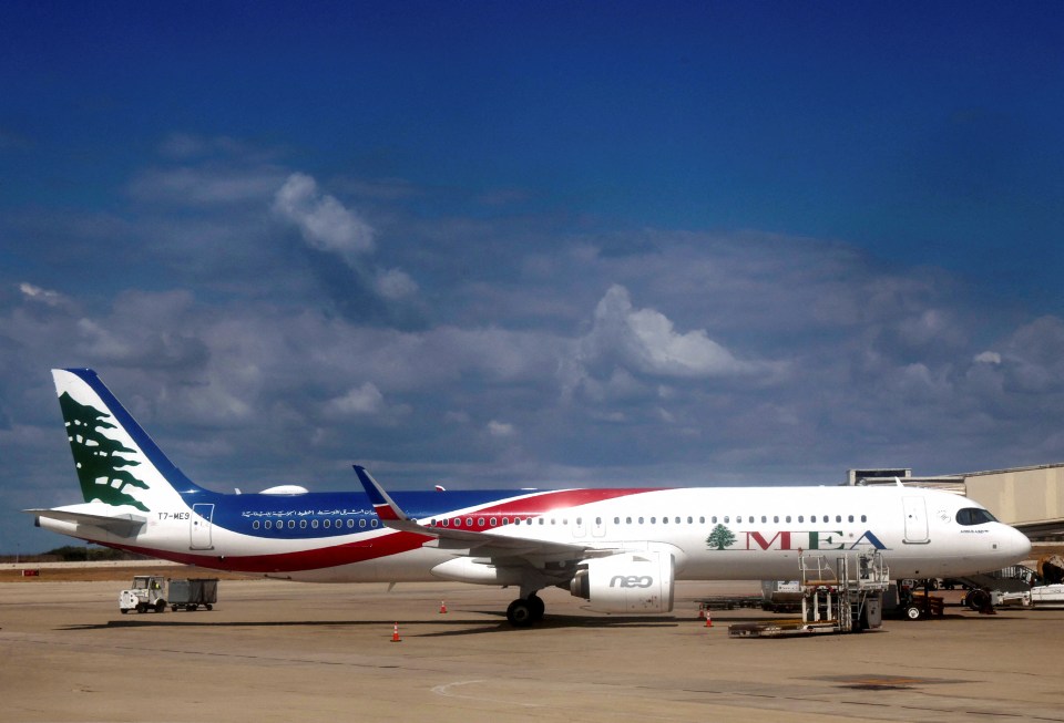 A Lebanese Middle East Airlines plane parked at Beirut International Airport