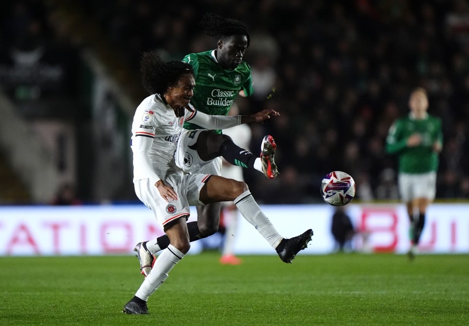 Tahith Chong in action for Luton against Plymouth before his scary collapse